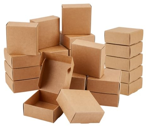 OLYCRAFT 50 Stück Kleine Kartons 8.5x8.5x3.5cm Quadratisch Schmuckbox Aus Kraftpapier Geschenkbox Aus Braunem Karton Versandschachtel Aus Wellpappe Zum Verpacken von Kleinen Gegenständen