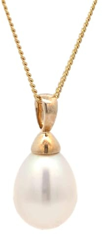 Gold Anhänger Süßwasserperle Perle mit Goldkette 333-8 Karat Gold, Kettenlänge:36 cm Kindergröße