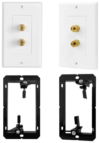 FANYINTY 2-Pack 1.0 Speaker Wall Plate, Gold Plated Binding Posts Banana Plug Home Theater Wall Plates with Low Voltage Mounting Bracket