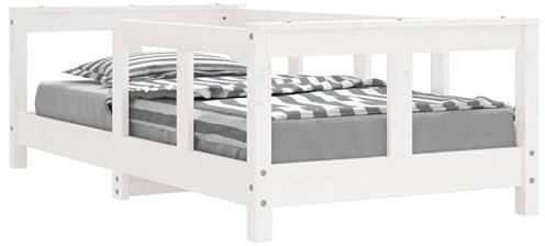 Eleganz Kinderbett Weiß 70x140 cm aus Massivholz Kiefer - Langlebiges Babybett für sicheres Schlafen | Natürliches Design für Kinderzimmer