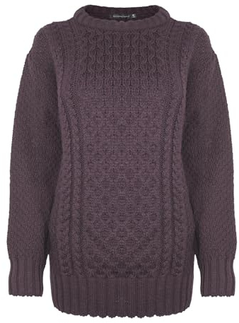 Generation Fashion New Ladies Women Aran Knit Long Sleeve Crew Neck Knitted Cable Jumper Sweater Pullover Top 8-30