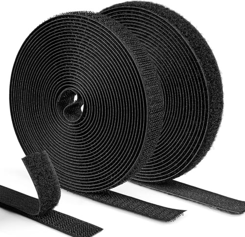 AIRUEEK Klettband zum Nähen Set 16mm x 5m – Klettverschluss zum Nähen (Hakenband & Flauschband) – Robustes Klettband Breit, Nicht Klebend für Textilien & DIY – Starker Halt – Schwarz