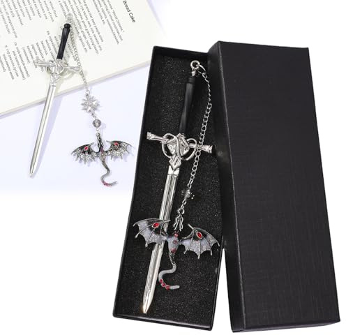 1 Stk Lesezeichen Metall, Schwert Drache Vintage Lesemarkierung Buecher | verbiegt nicht leicht, dekoratives Motiv als Blickfang, als Geschenk fuer Bibliophile