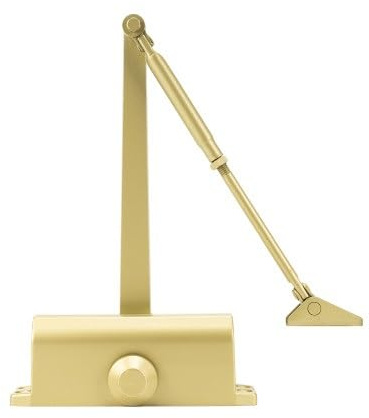 Ironmongery Solutions® Size 3 Budget Door Closer with Arm and Body – Adjustable Hydraulic Door Control with Parallel Arm Bracket – Cost Effective Solution – Fixing Included (Gold)