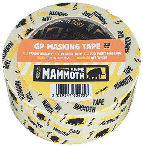 Everbuild Mammoth General Purpose Trade Quality Masking Tape – Suitable for Paint Masking – Off White – 25mm x 50m