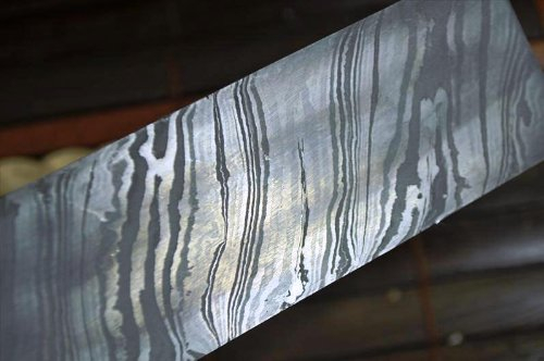 Perkin Messer Damastknüppel für Messerherstellung über 200 Schichten, 254 x 38 x 4,0 mm