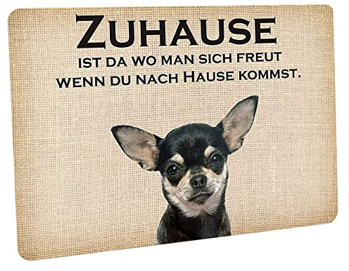 Crealuxe Fussmatte Zuhause Chihuahua - Fussmatte Bedruckt Türmatte Innenmatte Schmutzmatte - 60x40cm