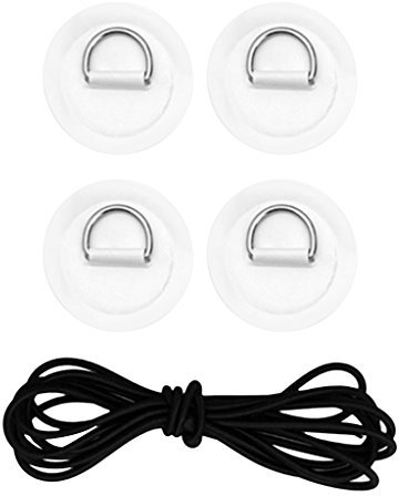 MagiDeal 4 D-Ring Pad Patch zum Kleben mit -Seil für Schlauchboot Kanu Deck Beschlag, Weiß, wie beschrieben