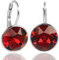NOBEL SCHMUCK Silberohrringe Rot Markenkristalle 925 Silber - schlicht modern