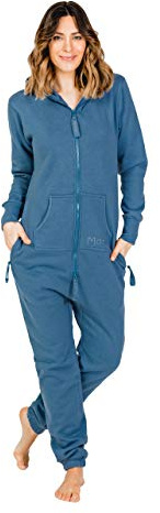 Moniz Damen Jumpsuit, Onesie, Overall (S, Jeans Blau)