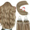 YoungSee 18inch Micro Beads Hair Extensions Light Brown with Blonde Highlight Microring Human Hair Extensions Brown for Bridal Look Cold Fusion Durable Natural Looking Smooth 50s 50g