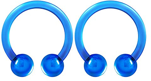 KJM FASHION 2 STK Durchsichtig Bioflex Ohrringe Hufeisen 1.2 mm 16gauge 8mm 5/16 Inch 3mm Acryl Kugel Eyebrow Daith Lip Tragus Ohrringe Piercing Schmuck 3563