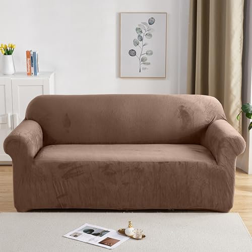 PETCUTE Sofabezüge Elastische 2 Sitzer Sofabezüge Dicke couchbezug Sofa Überwürfe Sofahusse Kamel