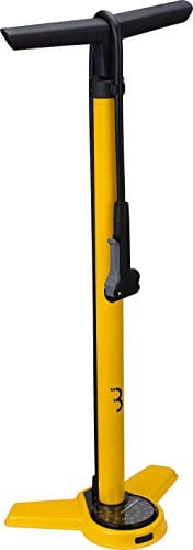 BBB Cycling AirSteel Pompe à Pied pour Vélo avec Manomètre | avec DualHead 3.0 pour Valves Presta, Dunlop et Schrader Adulte Mixte, Jaune, Taille Unique