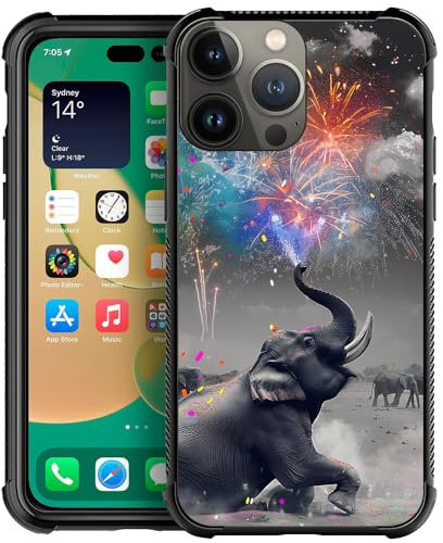 CARLOCA Compatible with iPhone 12 Mini Case,Rainbow Fireworks Elephant iPhone 12 Mini Cases for Girls,Graphic Design Shockproof Anti-Scratch Case for iPhone 12 Mini