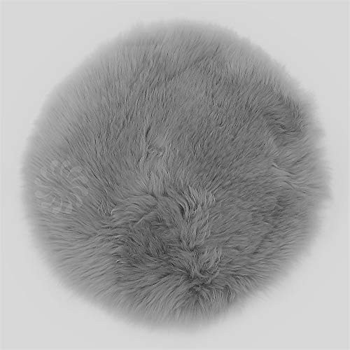 H.O.C.K. Fell-Sitzauflage Sitzkissen rund/eckig flauschig Indoor (rund Ø34cm, grau)