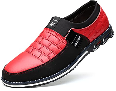 COSIDRAM Mens Casual Shoes Dress Sneakers Slip on Lightweight Red 7