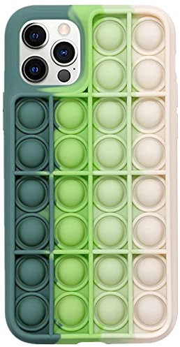 Fidget Toys Handyhülle, Push Pop Pop Bubble Release Stress Ganzkörperschutz Stoßfest Silikon Hülle für iPhone 12 und 12 Pro, Stressabbau-Hülle (mehrfarbig②)