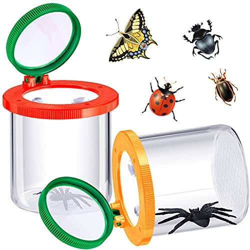 Skylety 2 Boîtes à Insectes Grossissantes Visionneuse d'Insectes Contenant à Loupe d'Insectes Cage à Insectes Bestioles Pot d'Insectes pour Enfants Outil d'Exploration de Nature Science (Chic)