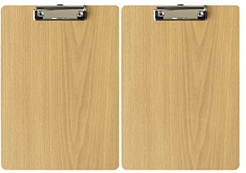 2 Stücke Klemmbrett Holz Tragbarer,Schreibbrett Klemmbrettmappe Büro Zwischenablage,A4 Klemmbretter Hartplatten für Professionelle Präsentationen,Ausfüllen von Formularen,Signieren von Dokumenten