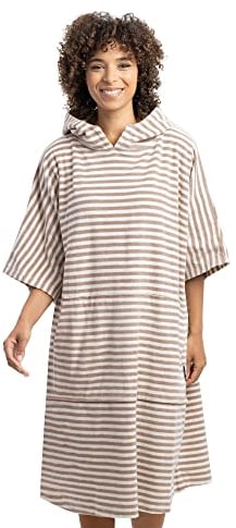 HOMELEVEL Badeponcho Damen und Herren - Surf Poncho aus 100% Baumwolle - Tuch für Erwachsene - Unisex Bademantel - Badetuch mit Kapuze