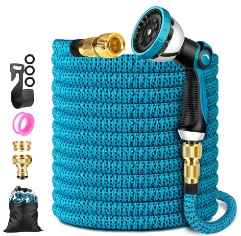 ZARSYN Tubo Estensibile da Giardino Con 10 Ugelli di Spruzzo, Connettore in Ottone, Tessuto di 3750D, Anima in Lattice a 4 Strati - 15m/50ft