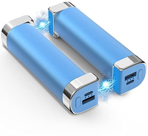 Wasuka Hand Warmers Rechargeable 2 Pack, 5000mAh Portable USB Reusable Magnetic Hand Warmer/Power Bank, 2 in 1 Electric Pocket Warmer Battery Powered Hand Heater for Men Women Blue