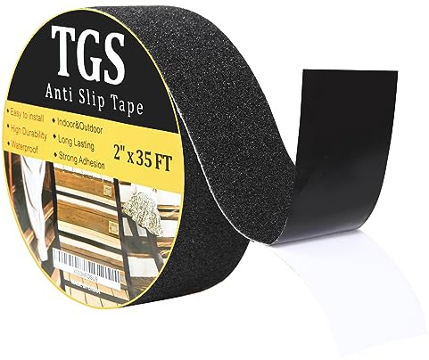 Heavy Duty Anti Slip Tape 2in×35FT for Stairs Outdoor/Indoor Waterproof Safety Non Skid Roll for Stair Steps Traction Tread Staircases Grips Adhesive Non Slip Strips Nonslip Walk Black