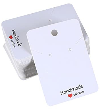 JIHUOO 100 Stück 5 x 7cm Ohrringkarten Ohrring Display Karten Halskette Display Karten Schmuck Display Karten für Ohrstecker Ohrringe Halskette Weiß