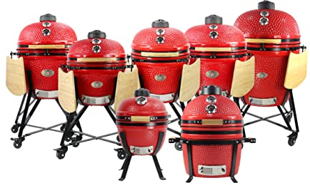 YNNI KAMADO TQ00SHRE Barbecue carré en céramique Hibachi Rouge