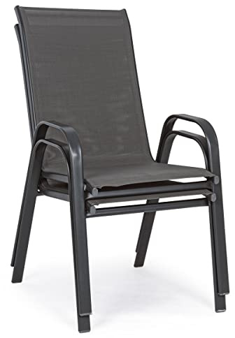 Yellowshop - MARTINEZ Set 4 sedie con braccioli in acciaio Antracite o Grigio chiaro Arredo giardino piscina terrazzo (Antracite)