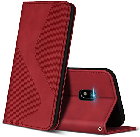 ZONNAVI Hülle für Samsung Galaxy J5 2017, PU Leder Handyhülle mit Kartenfächer und Standfunktion, Lederhülle Flip Wallet Case Schutzhülle für Samsung J5 2017 (Rot)