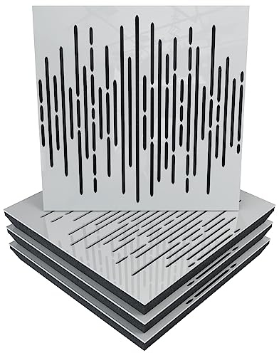 Panneau acoustique à absorption acoustique | 50 x 50 x 5 cm | Absorption - Diffusion - Réflexion - Insonorisation | Plastique perforé : (x4 WAVE, Plastique blanc brillant)