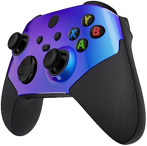 eXtremeRate ASR Verción Carcasa de Goma para Xbox Series X/S Control Placa Frontal Funda Delantera Shell Cubierta con Anillos de Acento para Xbox Series S X Mando-No Incluye Mando(Azul a Violeta)