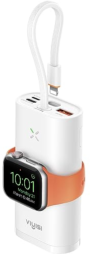 VIYISI Batería Externa para iPhone y Apple Watch, Batería Portátil 10000mAh Carga Rápida 20W PD 3.0& QC 3.0, Power Bank Compatible con iPhone, iPad, Apple Watch, Otros teléfonos USB C - Blanco