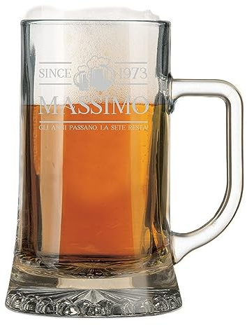 fashwork Boccale da Birra PERSONALIZZATO 50 cl inciso con Nome Frasi Anno Anni Compleanno Sete Idea Regalo PERSONALIZZABILE Papà Nonno Zio Padrino Natale SanValentino