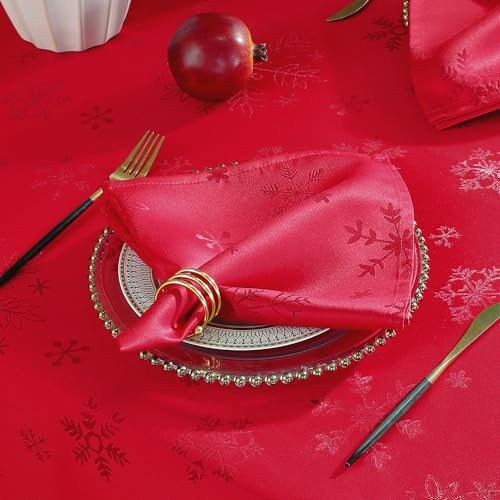 MATIRUG Weihnachtliche Stoffservietten, Polyester, waschbar und wiederverwendbar, für Hotel, Mittagessen, Restaurant, Hochzeiten, Veranstaltungen und Partys, Rot, 4 Stück
