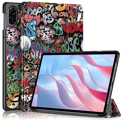 DINGGUAGUA Case for Honor Pad X9 11.5 inch 2023 Slim Lightweight Protective for Honor Pad X8 Pro Tablet Three Folding Hard Back Shell Stand Cover,Graffiti