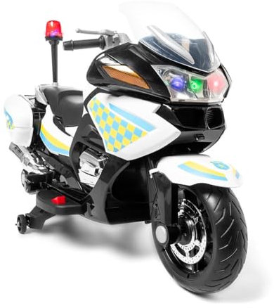 ATAA Moto de Police pour Enfant Pro 24v - Blanc - Moto électrique pour Enfants avec Batterie 24V, Moto électrique de Police avec lumières et sirène