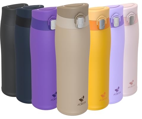 AORIN Gourde Isotherme, 500ml Bouteille Isotherme, Gourde Enfant en Acier Inox 18/8, Gourde Sport Anti-Fuite, Mug Isotherme sans BPA pour Sport, Extérieur et Quotidien