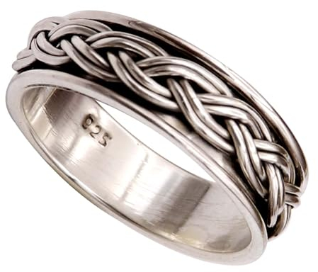 JEWELFORCE Spinner-Ring aus 925er-Sterlingsilber, Herren-und Damen-Meditationsring in allen Größen, Geschenkartikel, handgefertigter Schmuck JSR-161A_75 (23.9)
