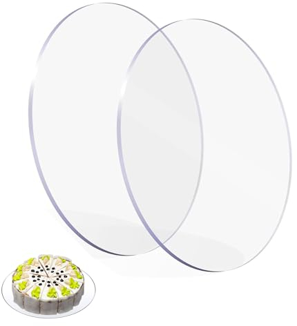 GUOYOU 2 Stück Cake Board, 20cm Acryl Kuchenplatte Rund Wiederverwendbar Tortenunterlage Cakeboard Transparent Cake Boards für Transport Kuchen und Torten DIY Handwerk