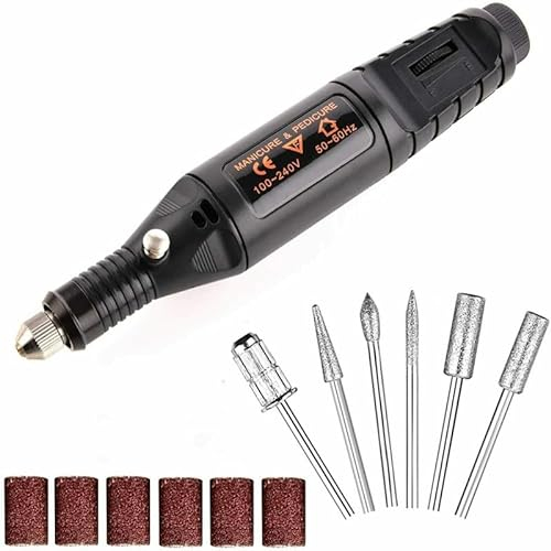 INF Elektrische Nagelfeile Nagelfräser mit 6 Aufsätzen, Elektrische Nagelfräser Professionelle, Nagelfeile Maniküre Pediküre Set