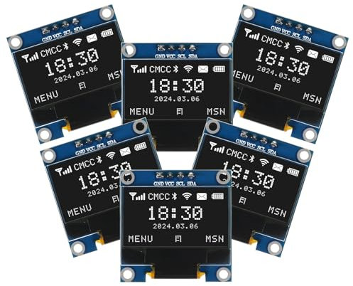 AITRIP 6PACK 0.96 Inch OLED I2C IIC Display Module 12864 128x64 Pixel SSD1306 Mini Self-Luminous OLED Screen Board Compatible with Arduino Raspberry Pi(White)