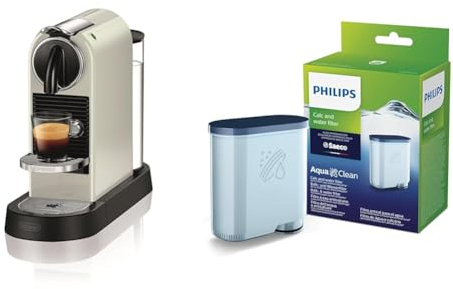 Nespresso De'Longhi EN167.W Citiz Kaffeekapselmaschine, Hochdruckpumpe & Philips AquaClean Kalk- und Wasserfilter für Espressomaschine, Kein Entkalken bis 5000 Tassen, Einzelpack