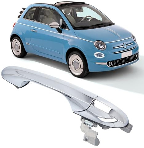 TTCR-II Compatible avec Poignées de Porte Extérieure Türgriff Fiat 500 Compatible avec Poigner de Porte Droite Fiat 500 68069942AC Poignée Extérieure 735451696(Côté Passager Avant-Chromé