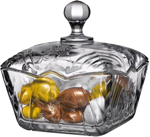 Glass Candy Sweet Jar with Lid Glass Bon Bon Jar Sugar Bowl Decorative Cookies Dish Buffet Storage Container Clear for Wedding Birthday Party