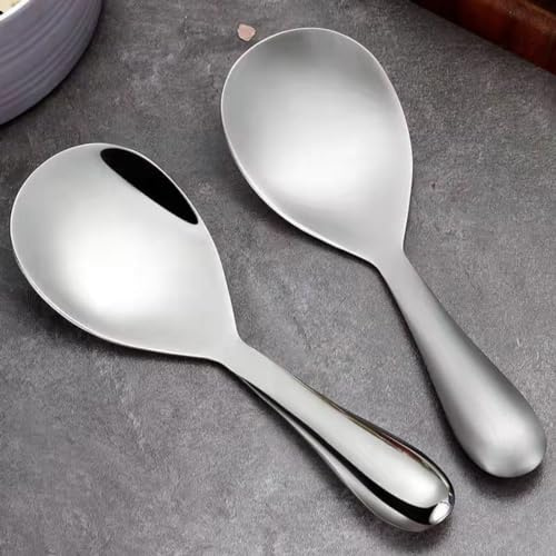 2PCS Cuillère à riz antiadhésive en acier inoxydable épaissi, Cuillères de service à riz, Cuillère à riz en acier inoxydable, Cuillère à riz antiadhésive, Cuillère de cuisine multifonctionnelle