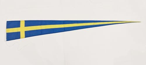 Premium Langwimpel Stoffgewicht, robustes und witterungsbeständiges Schiffsflaggentuch - verschiedene Größen - Wimpel SH, Fahnenmast Zubehör (Schweden, 30 X 200 cm)