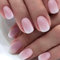 24PCS False Nails with Glue - Press on Short Gradient Pink White Fake Nails - Full Cover Acrylic Square Nail Tips for Women - Nail Art Design at Home